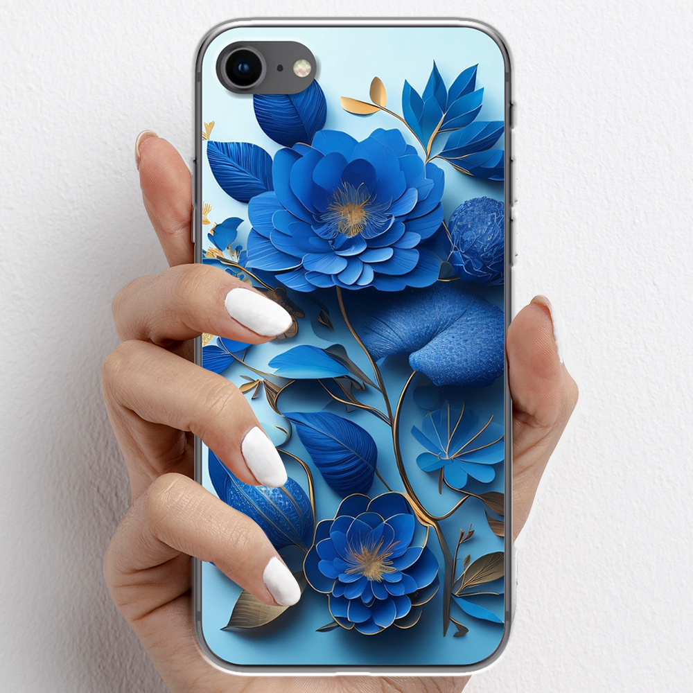 Ốp lưng cho iPhone 7, iPhone 8 nhựa TPU mẫu Hoa xanh dương