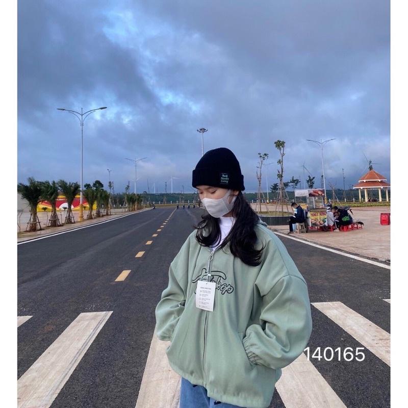 Áo khoác kaki dạ da lộn có nón tay phồng unisex ulzzang nam nữ AK431