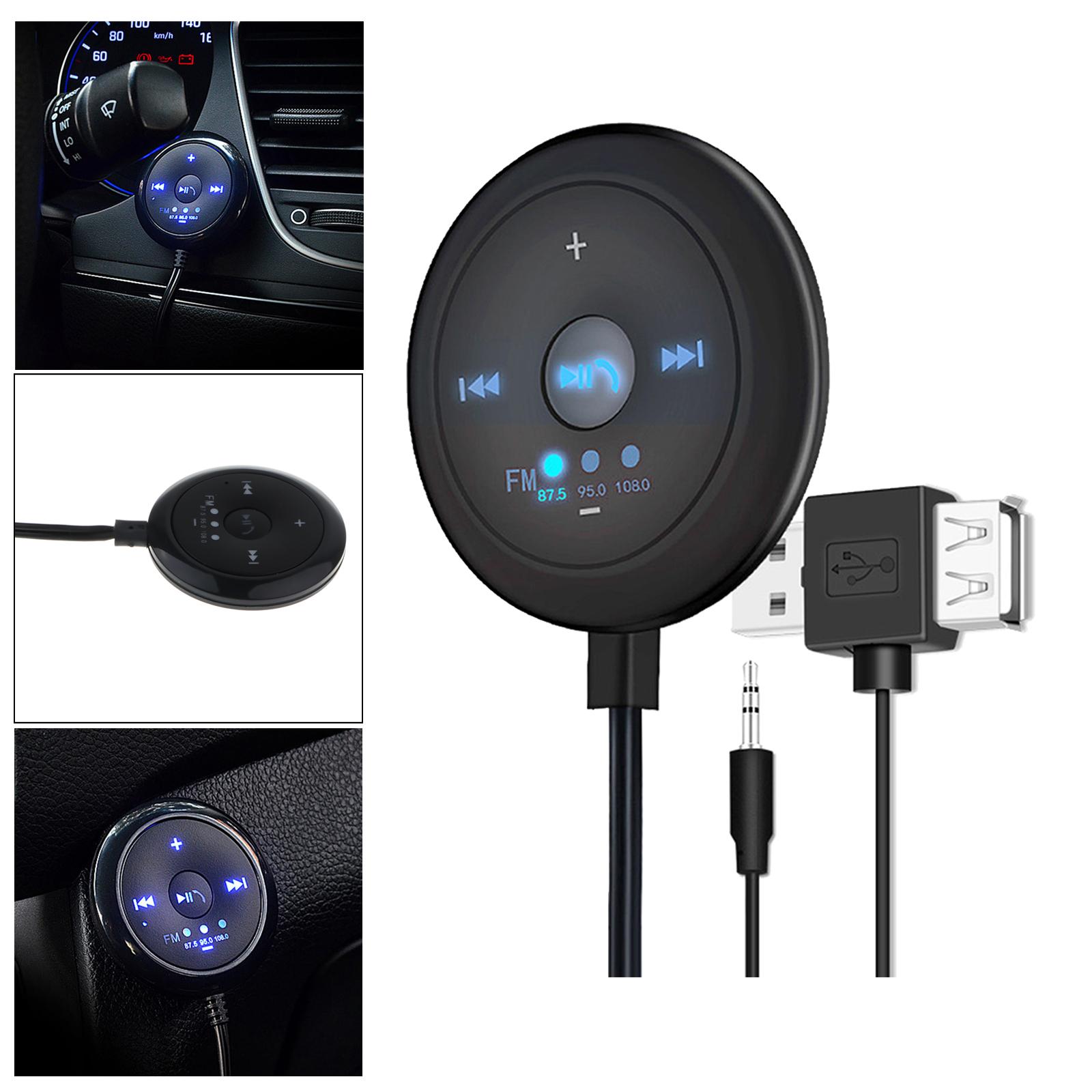 2x2 in 1 FM Bluetooth 5.0 Transmitter Receiver AUX Audio Adapter for Car TV