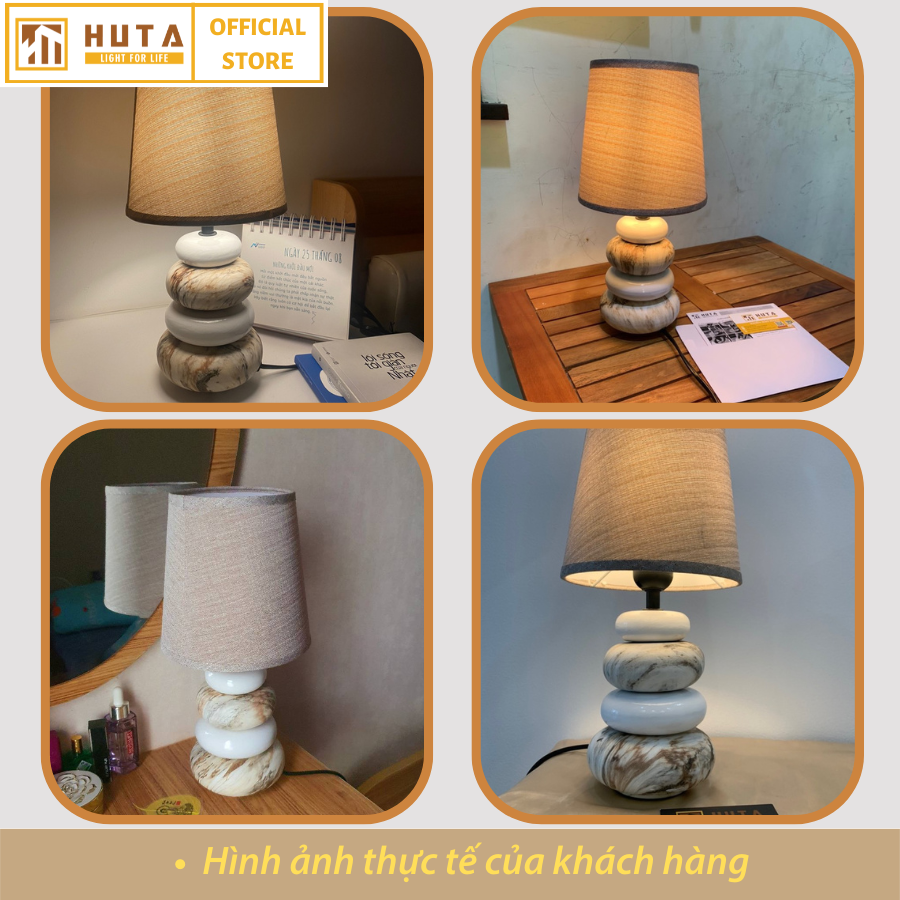 Đèn Ngủ HUTA Light For Life S12 Đá Gốm Sứ Xếp Độc Đáo, Decor Trang Trí Phòng Ngủ, Điều Chỉnh Độ Sáng, Bóng Led Sáng Vàng Tiết Kiệm Điện