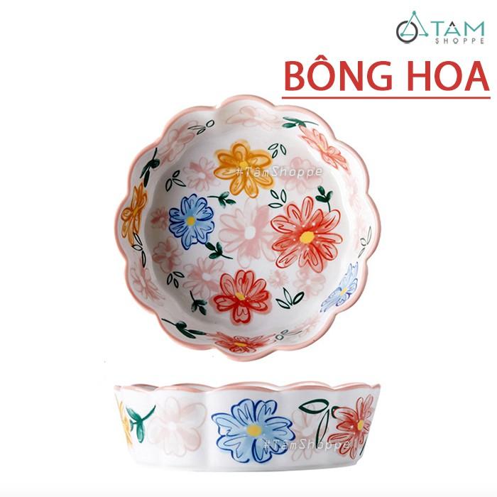Dĩa gốm sứ cao cấp tròn vành nhún bèo vẽ họa tiết Summer Style