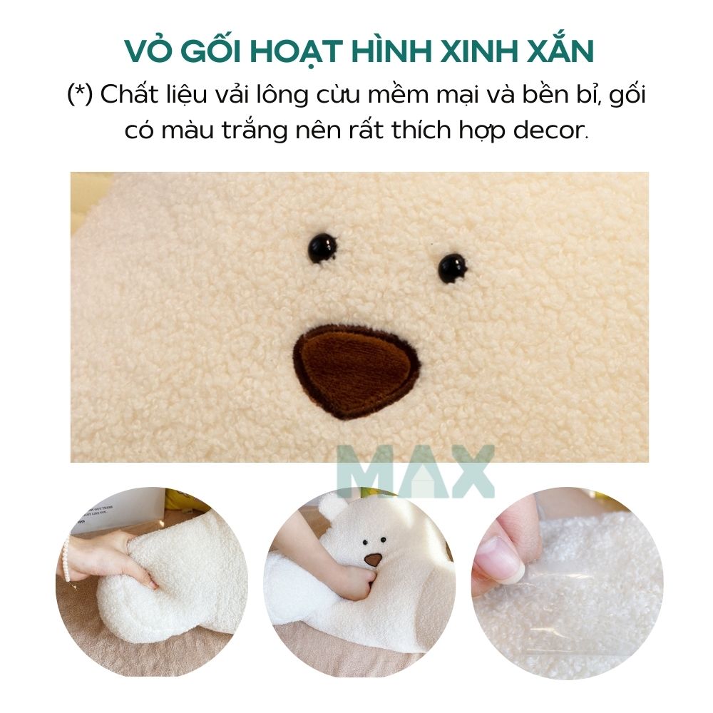 Gối tựa trang trí lót ghế ngồi decor phòng phòng cách Hàn Quốc hình gấu trắng xinh xắn