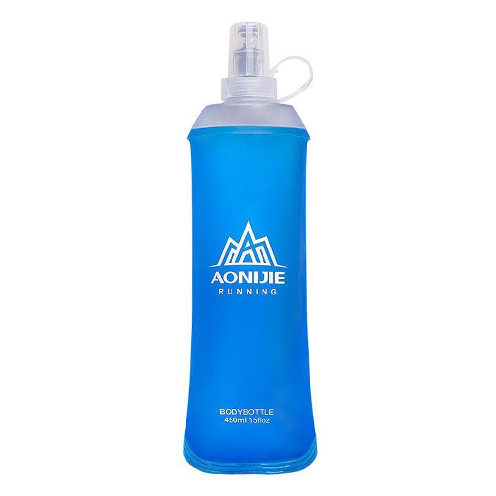 TPU Soft Running Collapsible Water Bottles for Hiking 450ml Blue
