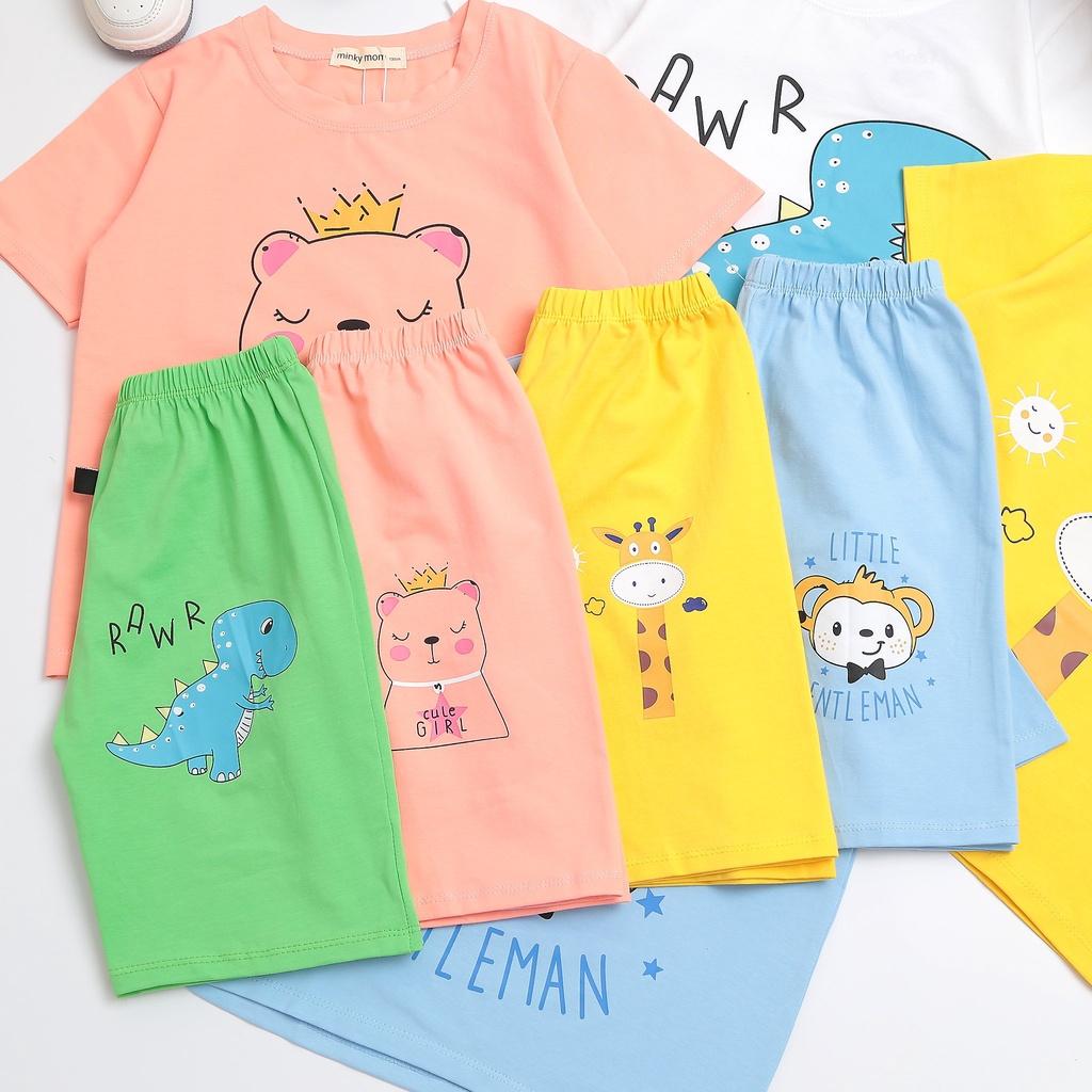 Bộ ngắn tay cotton 100% Minky Mom size đại mềm mịn mát cho bé trai bé gái từ 19-27kg