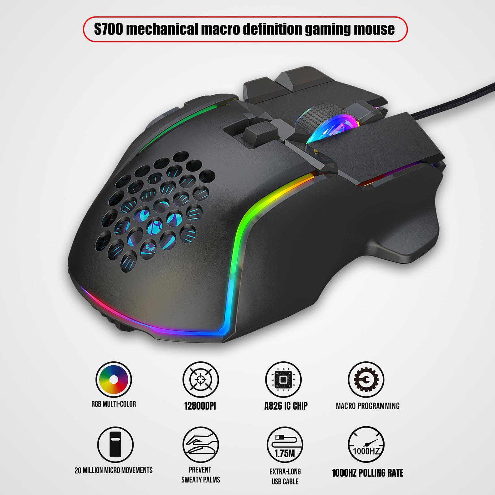 USB Wired Gaming Mouse, 10 Buttons Programming, up to 12800 DPI, USB Computer Mouse Adjustable DPI Mice for Laptop PC and Notebook