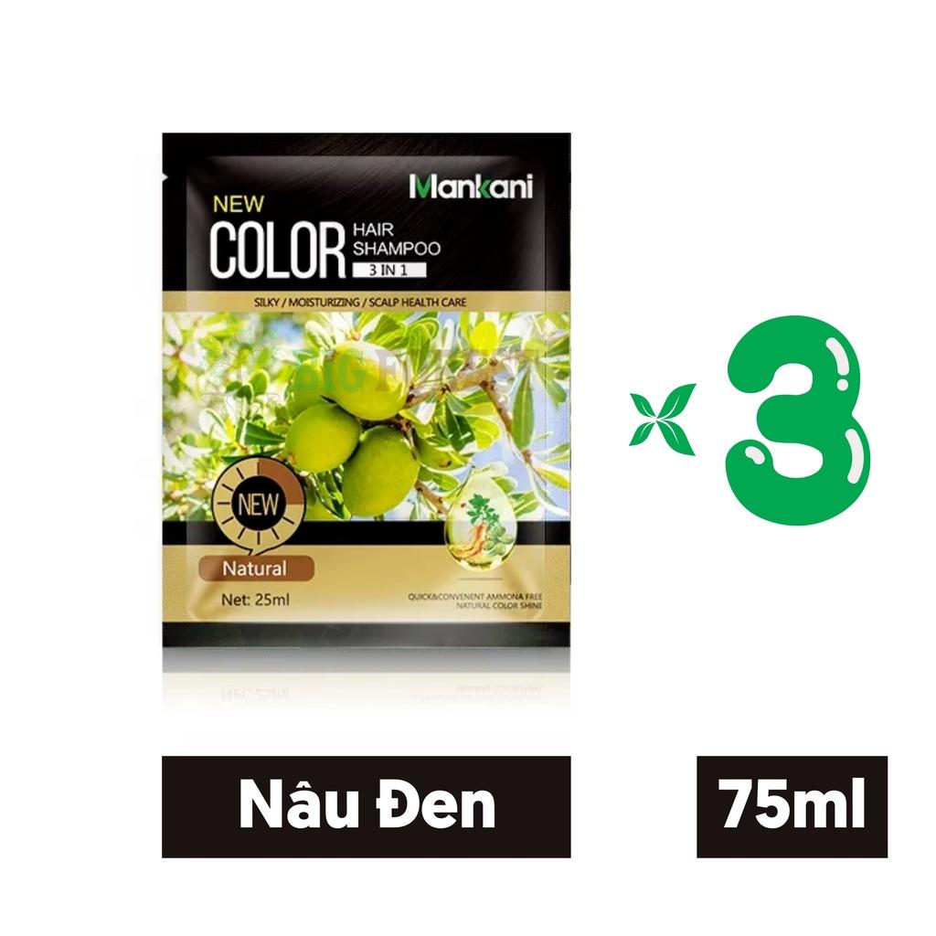 Hộp Dầu Gội Nhuộm Tóc, Thảo Dược Màu Nâu Đen, Mankani