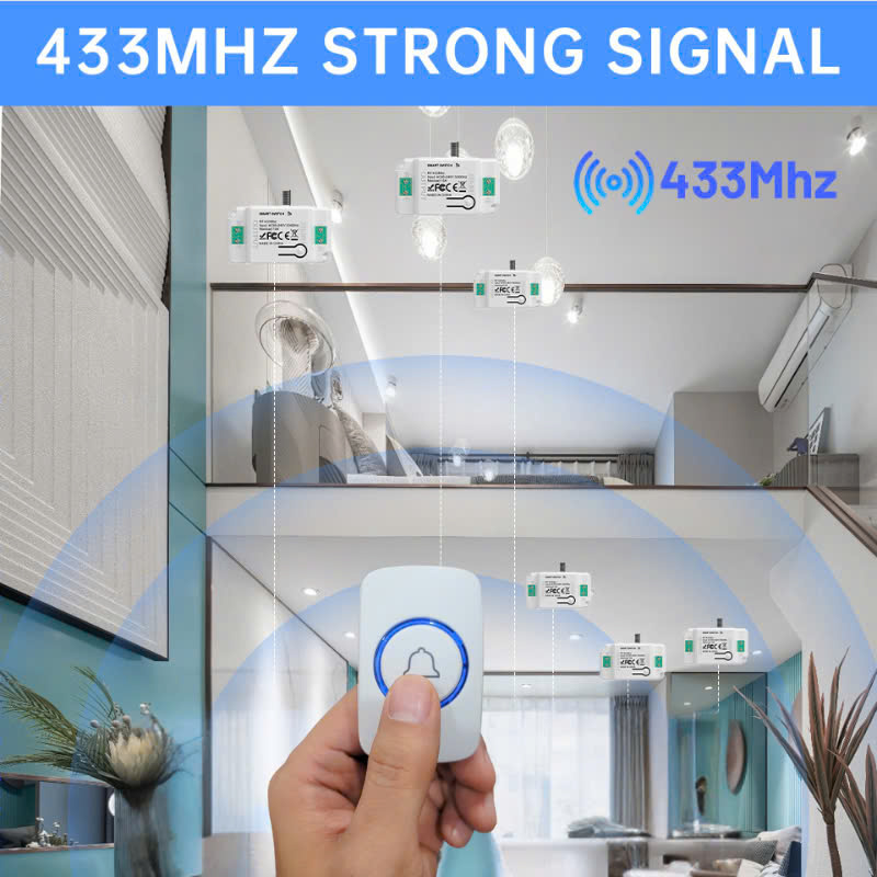 Công Tắc Không Dây Nút Bấm Cầm Tay Dán Tường Tiện Lợi 433mhz Bảo Hành 1 Năm