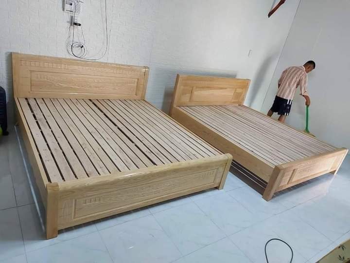 Giường Gỗ Sồi Nga 1m4X 2M màu tự nhiên