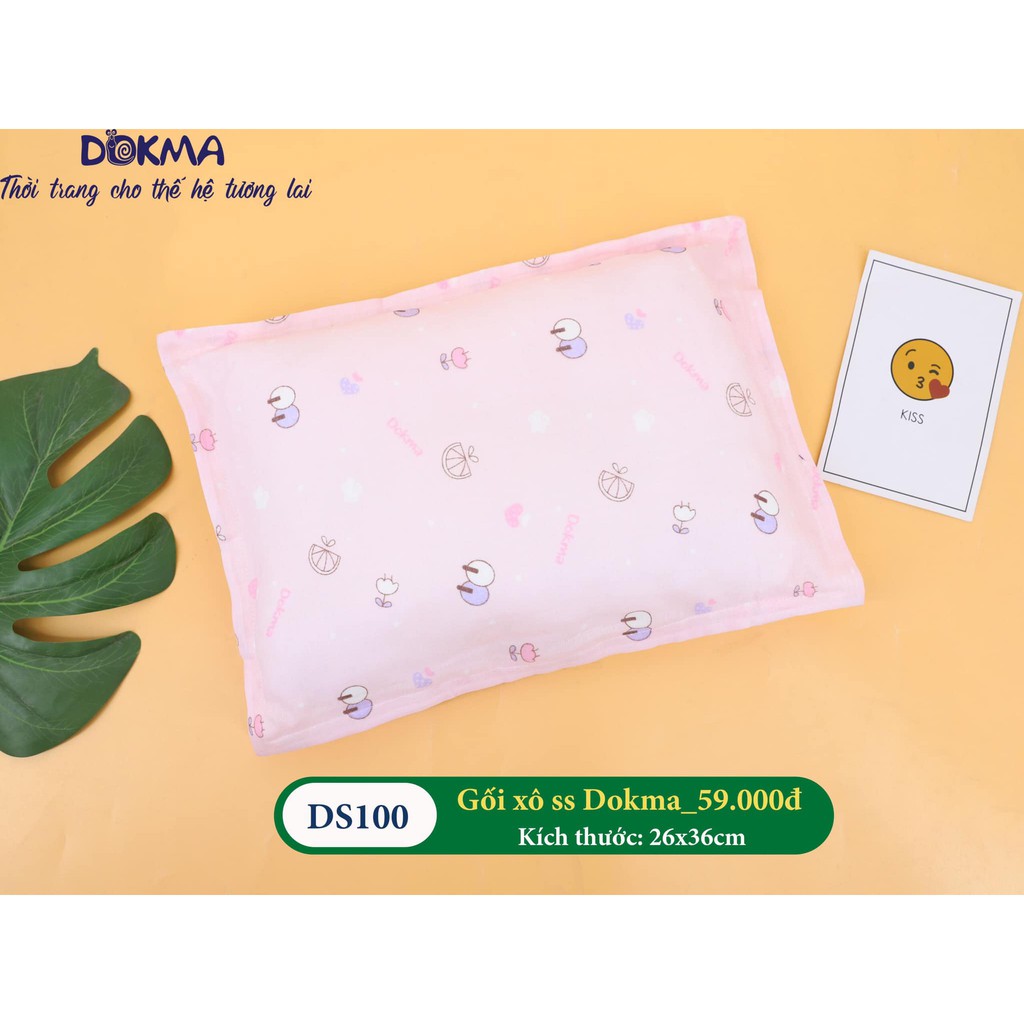 Gối Xô Sơ Sinh Cho Bé Dokma DS100 (35*24cm) - Thấm Hút Mồ Hôi Cực Tốt- Giao màu ngẫu nhiên