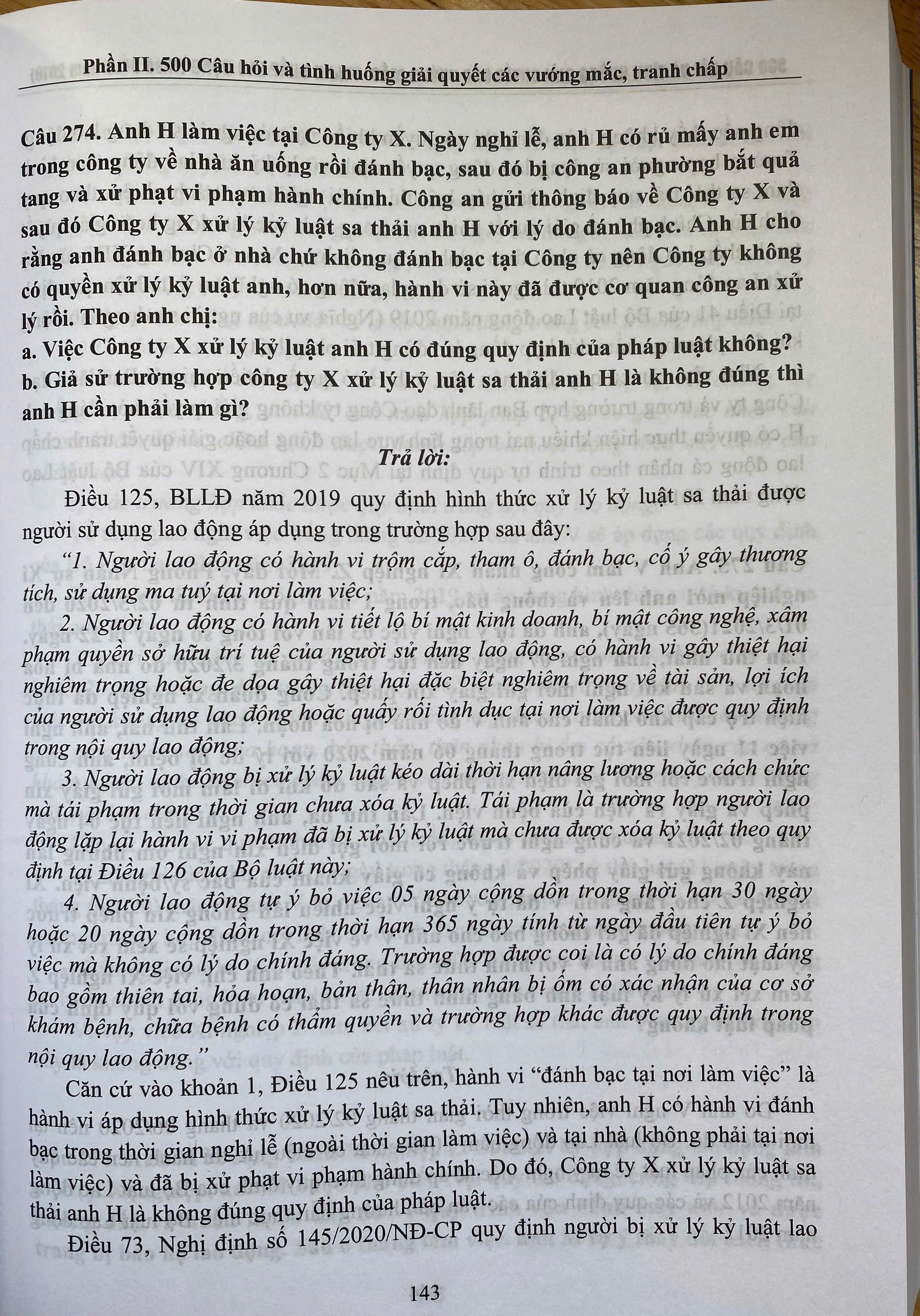 500 Câu hỏi Và Tình Huống Giải Các Vướng Mắc Tranh Chấp Lao Động Theo Bộ Luật lao Động Năm 2019
