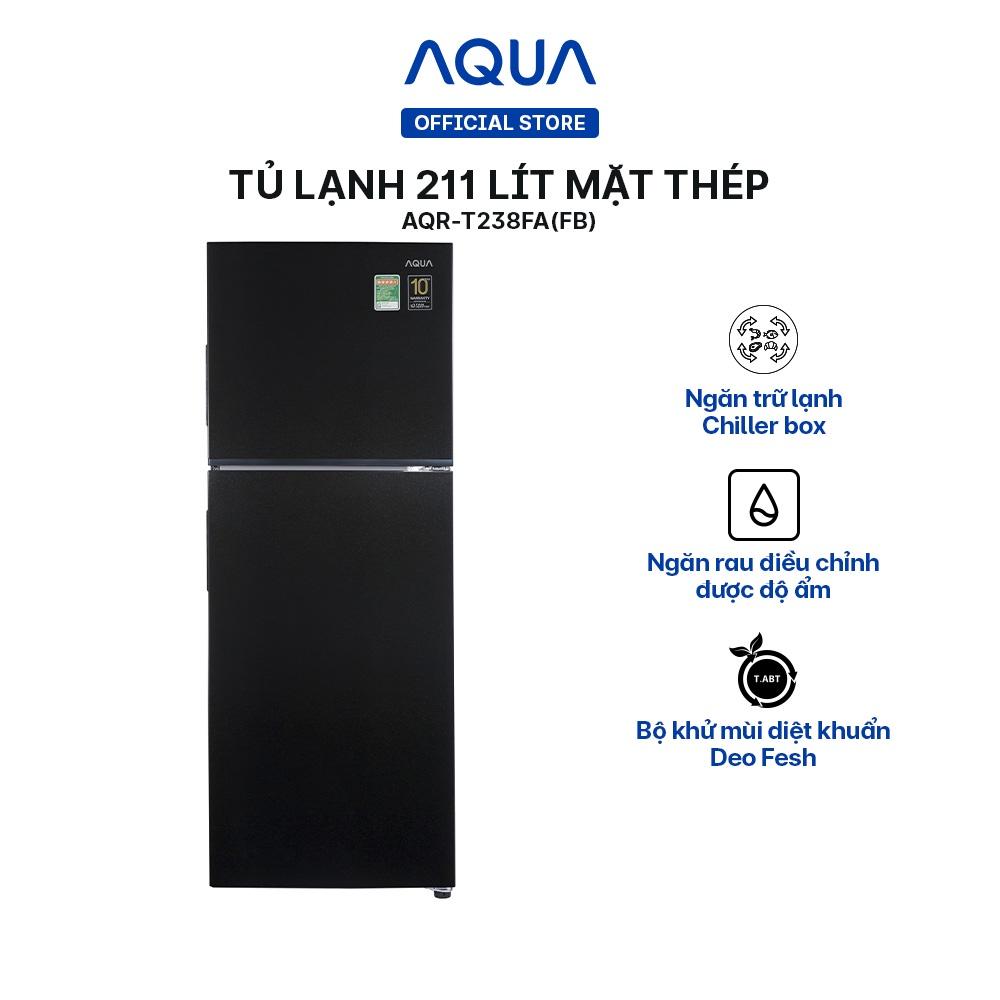 [Freeship Toàn Quốc - Bảo hành chính hãng 2 năm] Tủ Lạnh Ngăn Đông Trên Aqua 211L Twin Inverter AQR-T238FA(FB). - Ngăn đông mềm -1 độ C - Deo Fresh