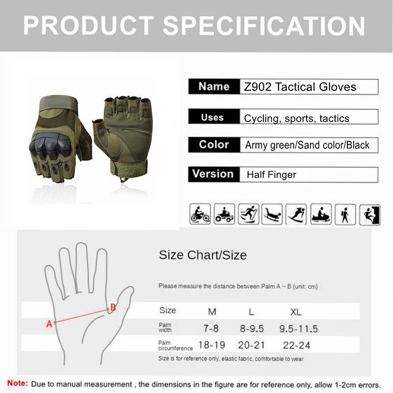 Chiến Thuật Nửa Fingerless Gloves Quân Sự Găng Tay Ngoài Trời Thể Dục Thể Thao Cắm Trại Leo Núi Đi Xe Đạp Săn Bắn Đi Bộ Đường Dài Chụp Găng Tay Nam