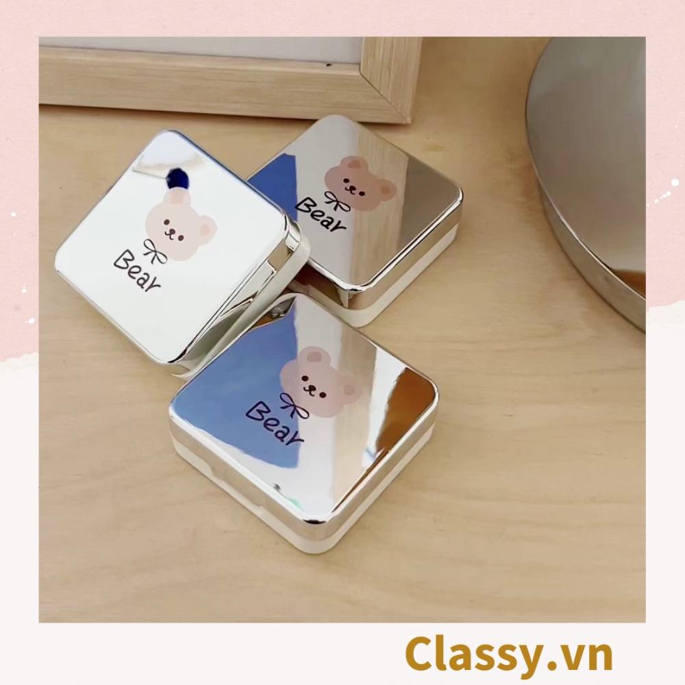 Hộp đựng kính áp tròng Classy hình con gấu, 1 khay đựng lens, có gương soi PK1298