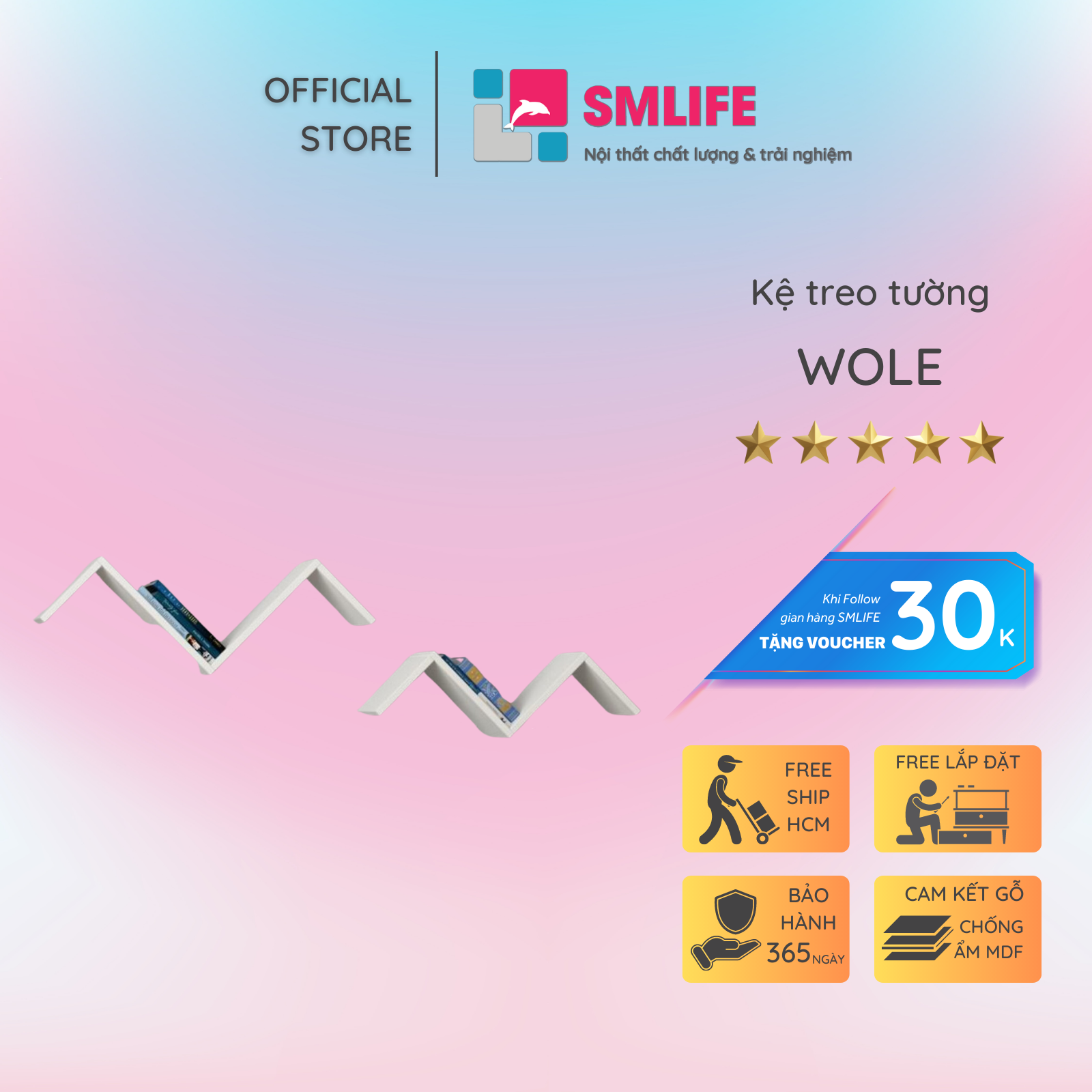 Kệ trang trí mini tiện dụng SMLIFE Wole