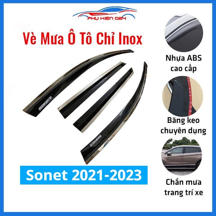 Vè che mưa cho xe ô tô Sonet 2021-2022-2023 vè đen/ chỉ inox bảo vệ trang trí xe