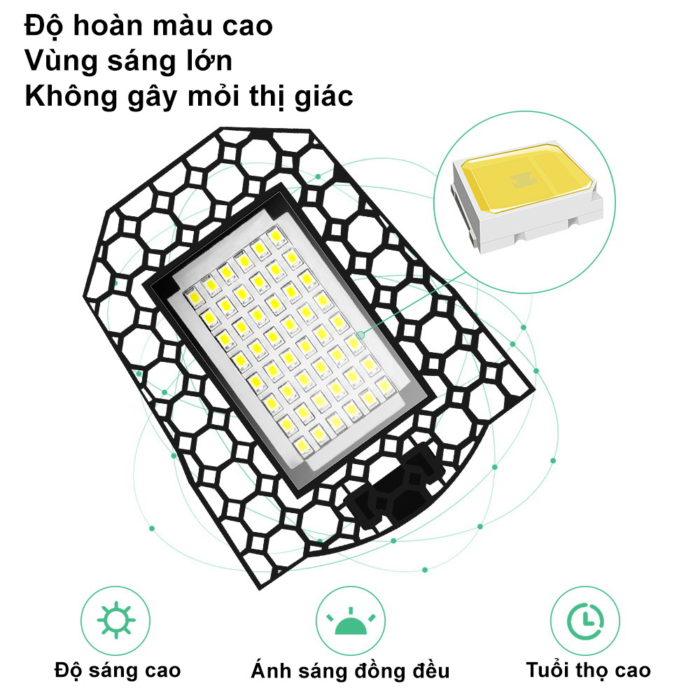 Đèn led bốn cánh chiếu sáng E27, chip LED quang học, hiệu suất cao - D1381