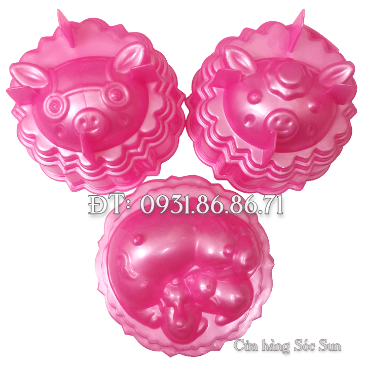 Bộ khuôn rau câu trung thu loại 10 cm màu hồng - Mã số 1042