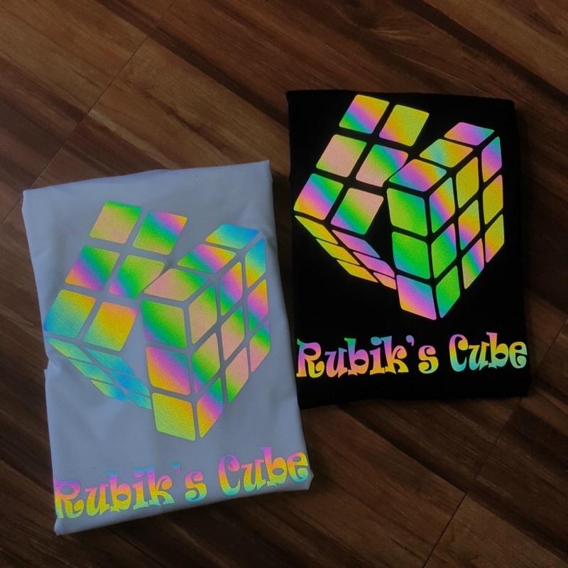 Hình ảnh Áo thun tay lỡ in phản quang 7 màu Rubik