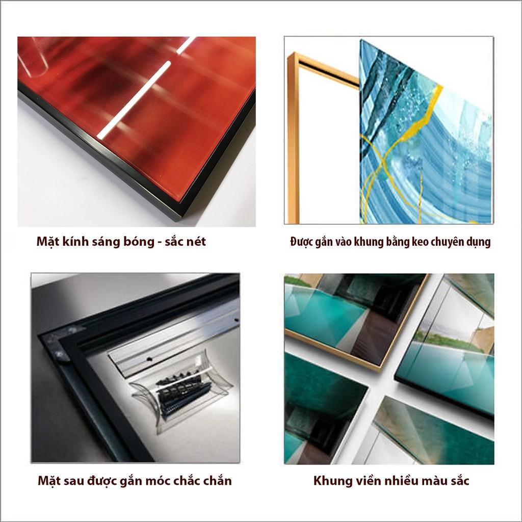 Tranh kính 3D – Đôi cá sắc màu GD72 - Kính cường lực 5mm - in UV - Viền composite