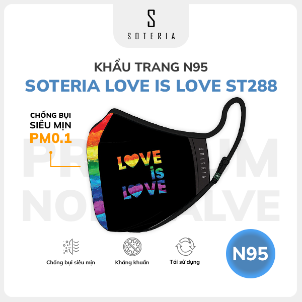 Khẩu trang thời trang Soteria Love Is Love ST288- N95 lọc 99% bụi mịn 0.1 micro