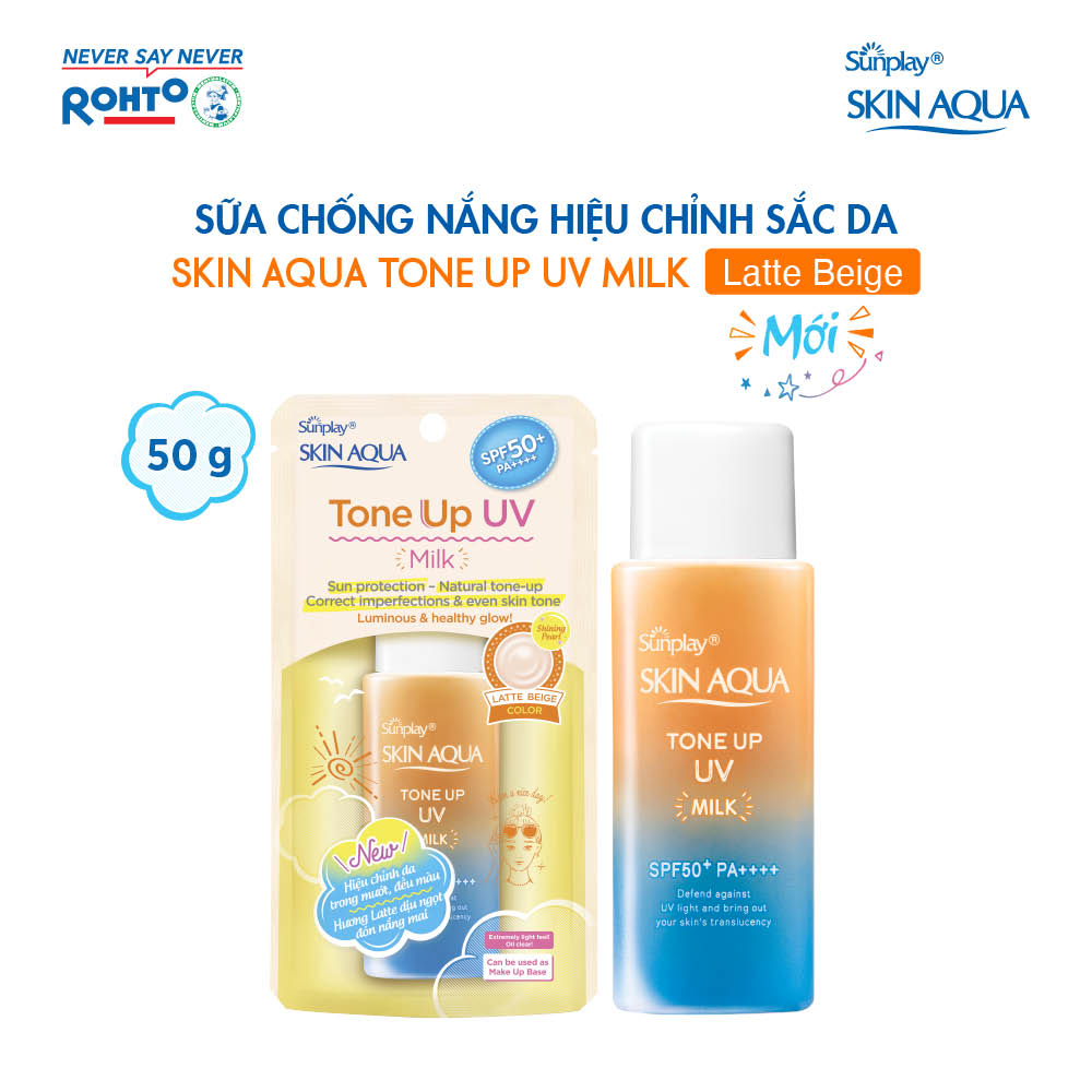 Sữa chống nắng nâng tông dành cho da dầu/ hỗn hợp Sunplay Skin Aqua Tone Up UV Milk (Latte Beige) (hiệu chỉnh da trong mướt, đều màu) (50g)