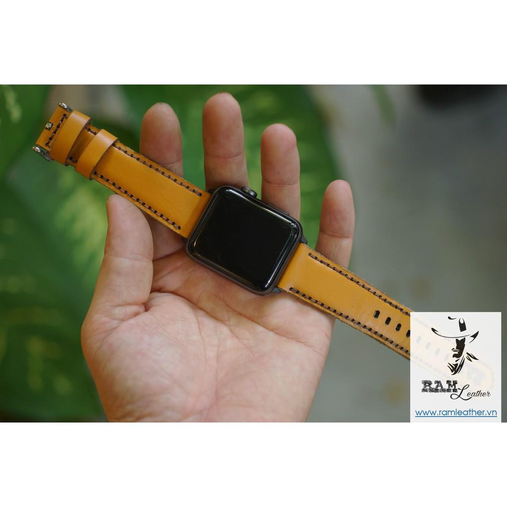 DÂY ĐỒNG HỒ APPLE WATCH DA BÊ VÀNG SÁNG - DA BÊ THẬT - RAM CLASSIC 1988 - RAM LEATHER -