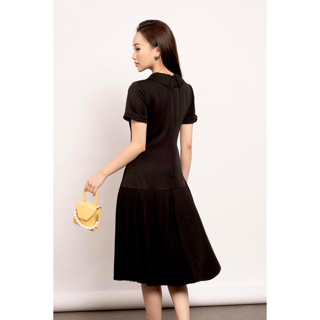 Đầm xuông, dập ly gấu, cổ bẻ, tay phối bèo MMOutfit M-DA071121355