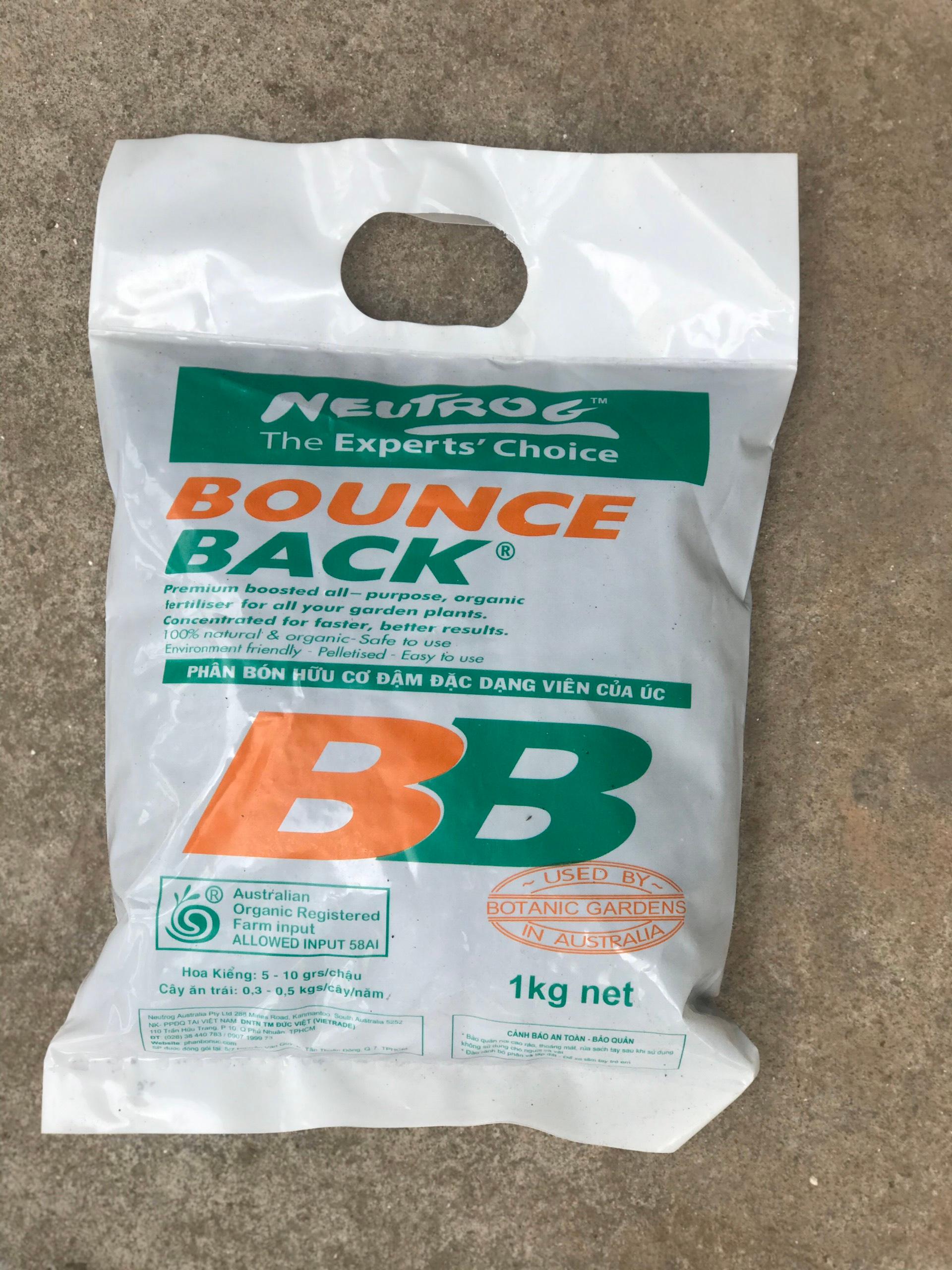 Phân bón hữu cơ đậm đặc dạng viên của Úc BOUCE BACK dùng cho hoa, cây trồng 1kg