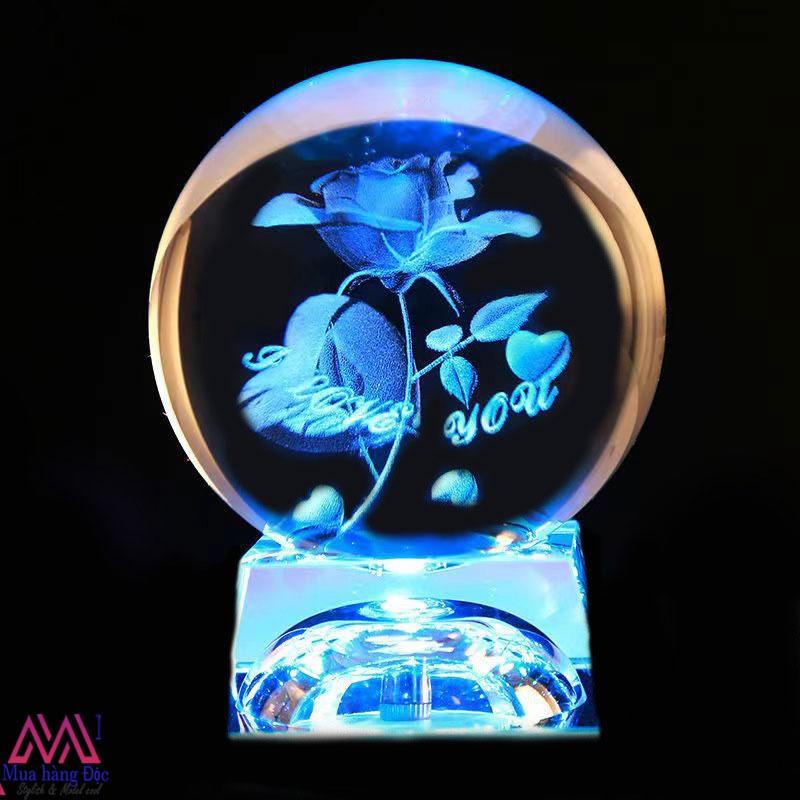 Bộ Quà Tặng Quả Cầu Pha Lê 3D LED THIÊN NGA