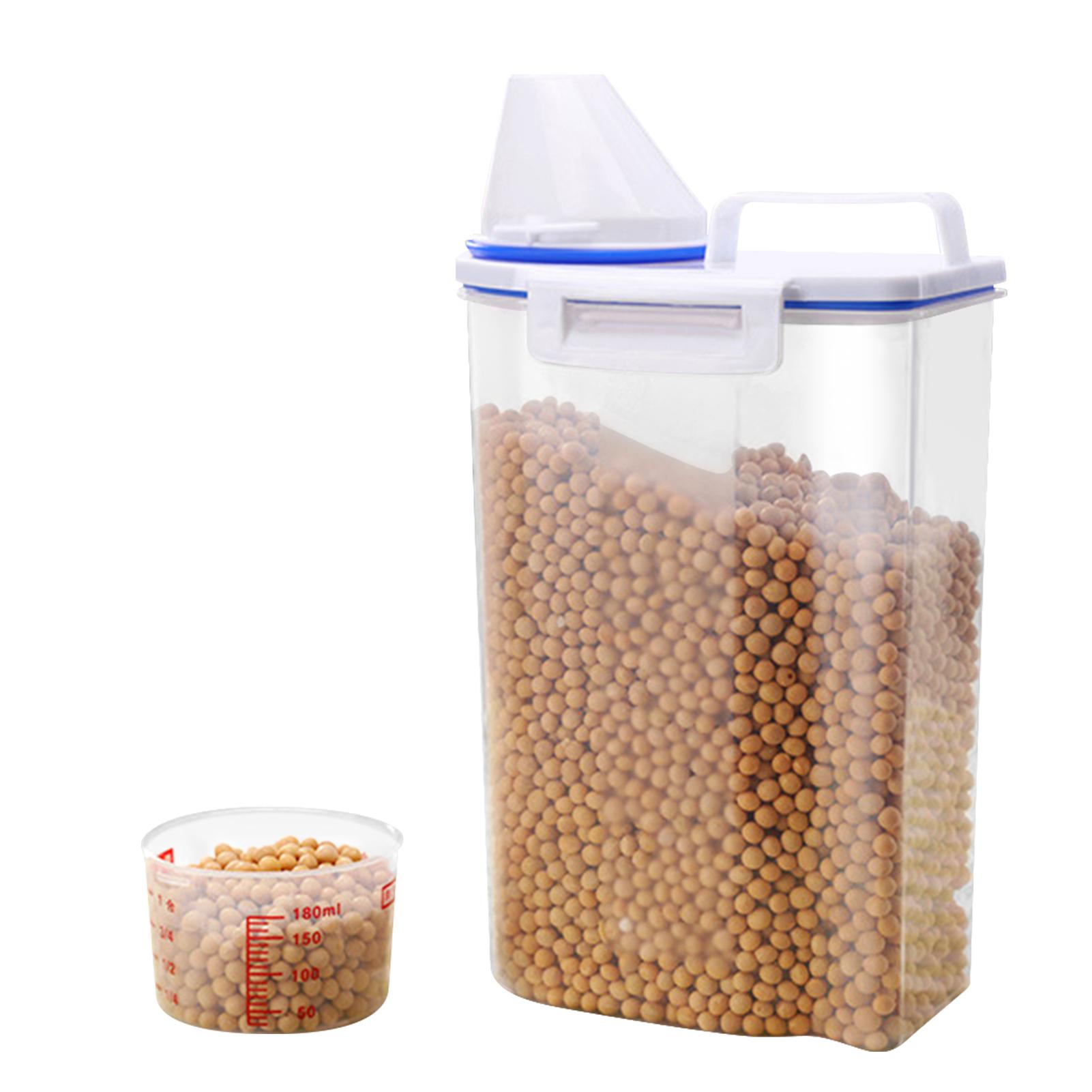 2L Rice Storage Container with Measuring Cup Transparent Sealed Food Storage Containers for Grain Cereal Soybean