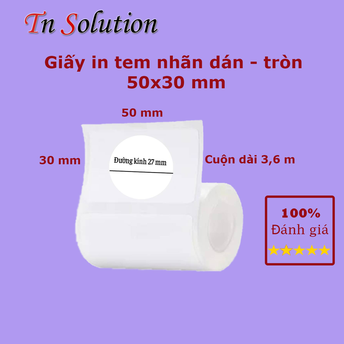 Giấy in nhiệt, tem nhãn dán dạng tròn cho máy in PeriPage, goojprt A8..