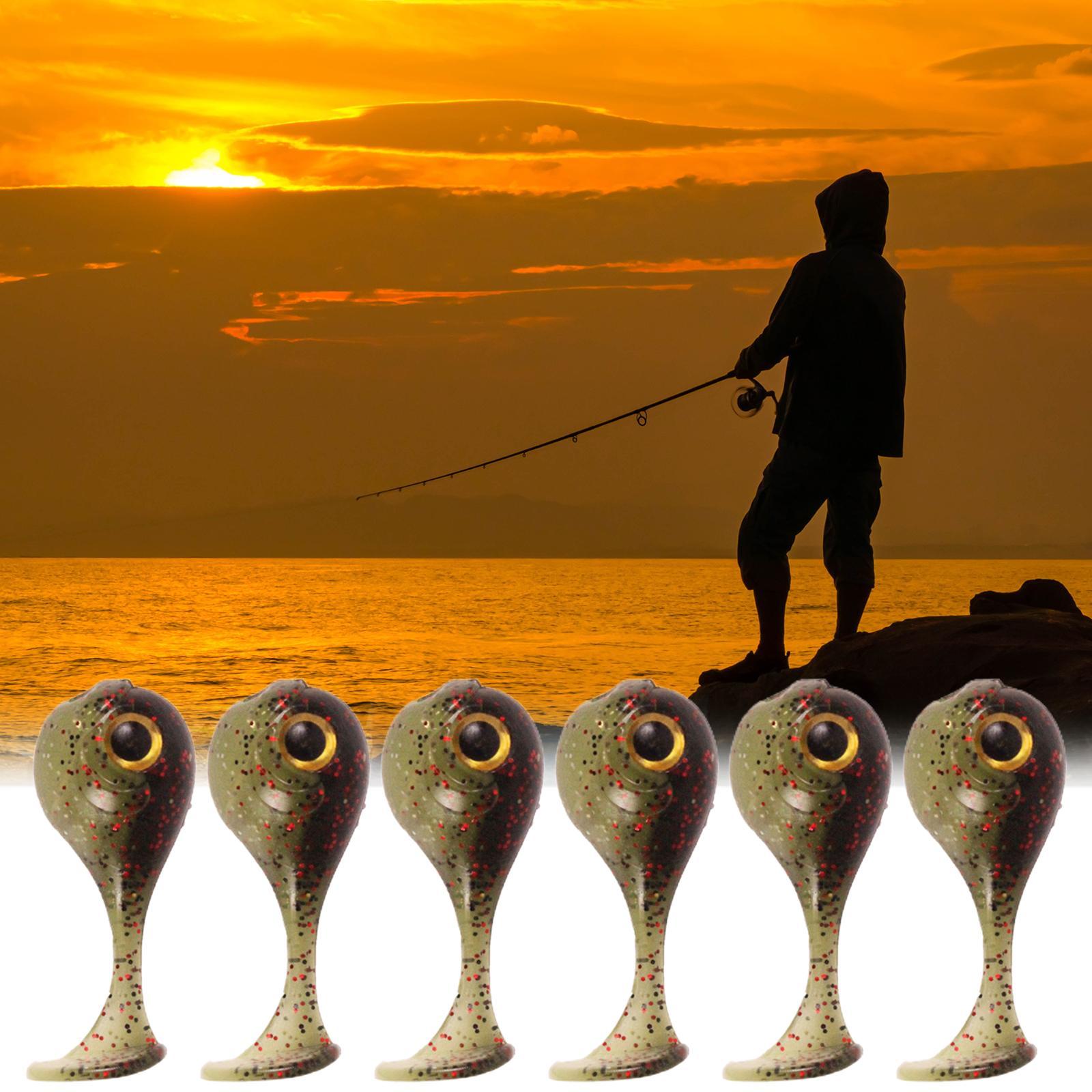 Bionic Fishing Lures T-Tail Bait Crankbait 6 Pieces for Sea Fishing Fishing Tackle
