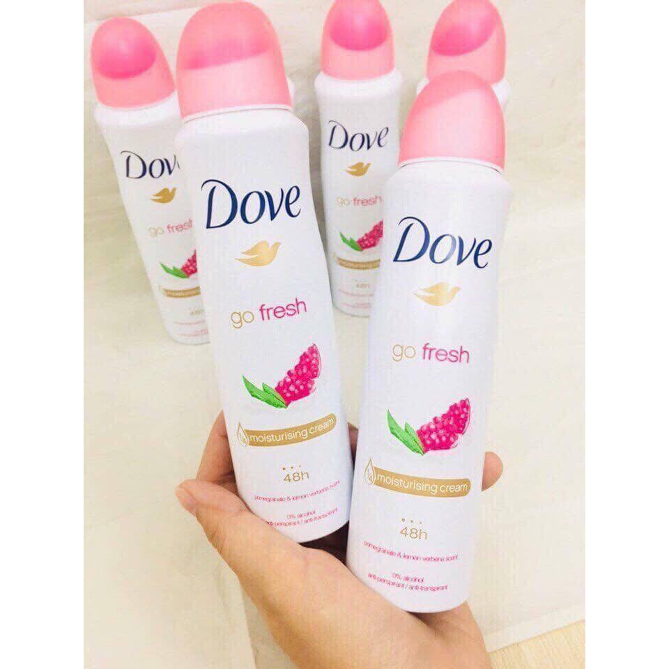 Xịt khử mùi Dove Go Fresh Lựu 48h 150ml( không có tem phụ- không xuất hóa đơn )