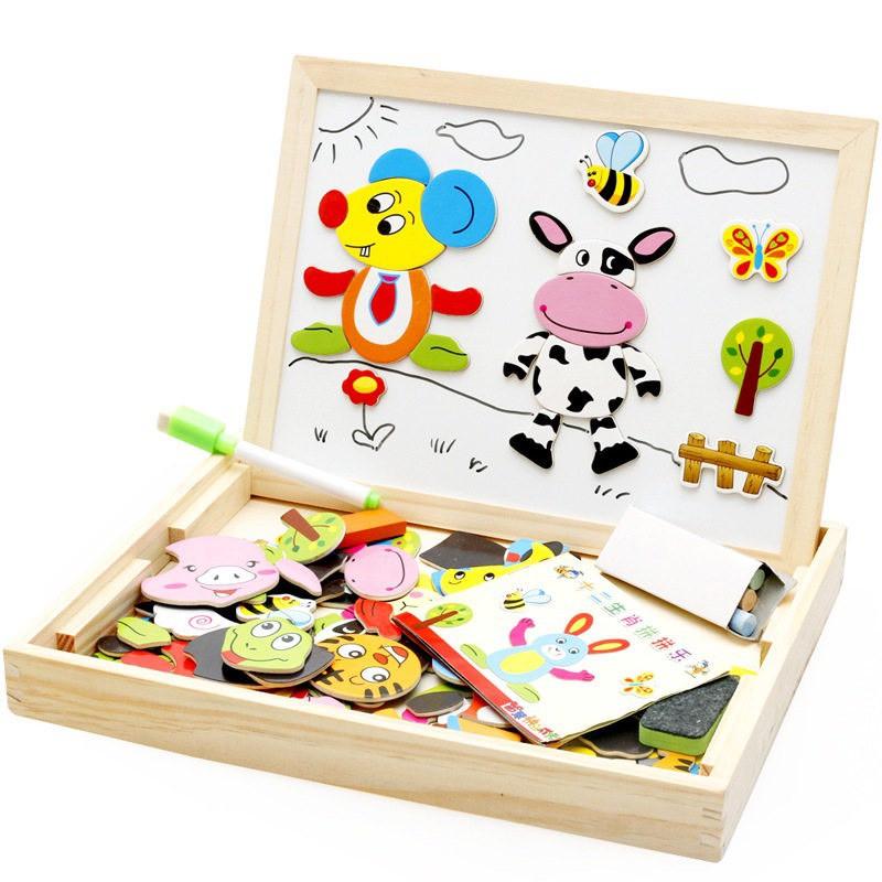 Đồ chơi xếp hình bằng gỗ có nam châm theo chủ đề cho bé 3 trong 1