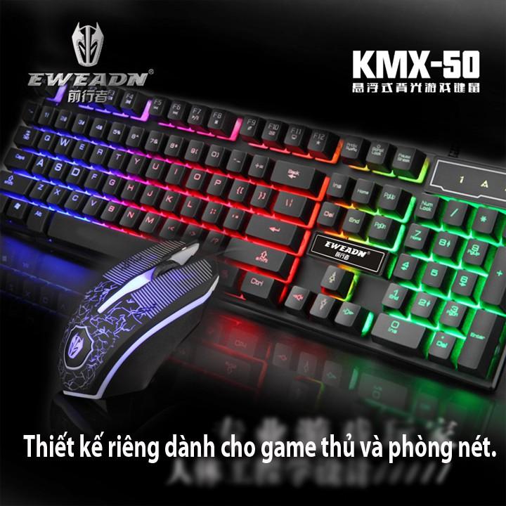 Bộ bàn phím giả cơ và chuột chuyên game Eweadn KMX-50 Led 7 màu (Đen)- JL ( Hàng nhập khẩu )