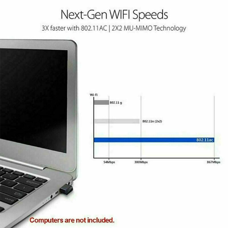 Wifi không dây Ac1200mbps Mini Adapter Băng tần kép 2.4GHz Thẻ mạng Usb3.0 5GHz Tương thích cho Máy tính xách tay Pc