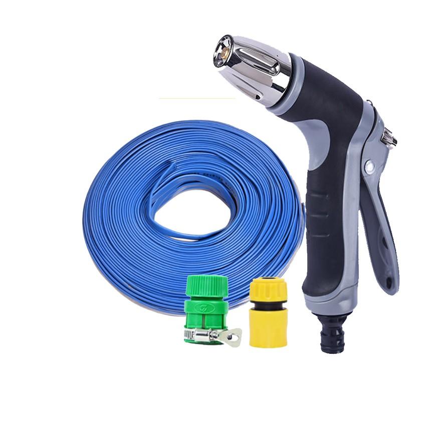 Bộ dây vòi xịt nước rửa xe, tưới cây tăng áp 3 lần cút nhựa nối nhựa vàng loại 20m 206817