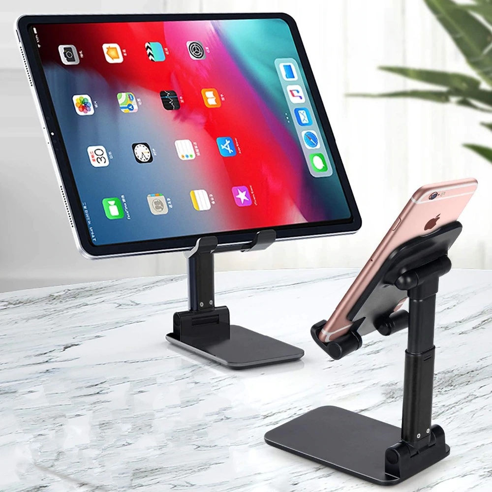 Giá đỡ điện thoại, ipad đế vững chắc có lót chống trượt, gấp siêu gọn, điều chỉnh  được góc nhìn và tăng giảm chiều cao - Hàng chính hãng