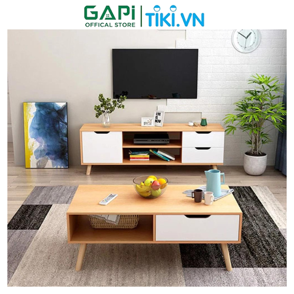 Bàn trà sofa phong cách Bắc Âu, bàn gỗ hiện đại có ngăn đựng đồ thông minh thương hiệu GAPI GP81