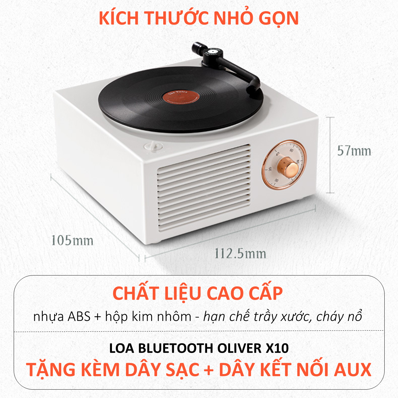 Loa Bluetooth Mini OLIVER X10 Loa Bluetooth Đĩa Than Xoay Vintage Cổ Điển Đồ Decor Phòng Khách Trang Trí Bàn Làm Việc Loa Kèn Bluetooth Độc Đáo