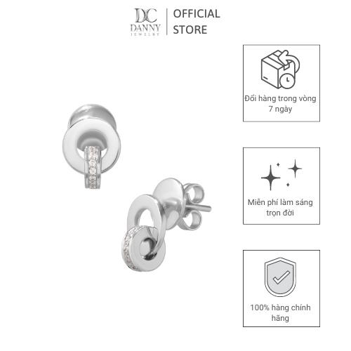 Bông Tai Nữ Danny Jewelry Bạc 925 Đính Đá CZ, Xi Vàng hồng/Rhodium BT0048