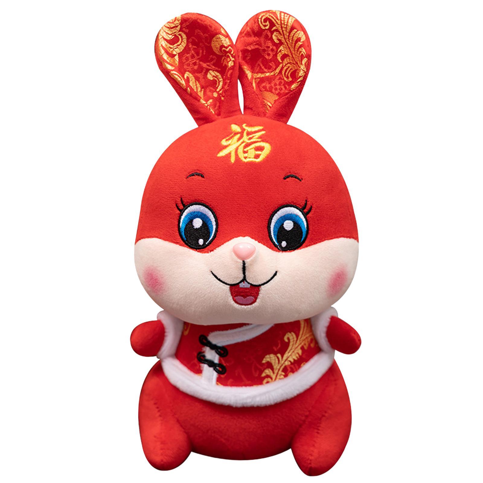 Chinese New Year Rabbit Plush Toy Blessing Throw Pillow for Table Home Gift