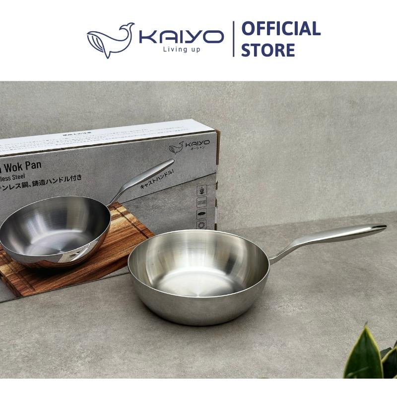 Chảo inox trơn sâu lòng thân đáy liền 3 lớp Tri-Ply Kaiyo, size 20cm