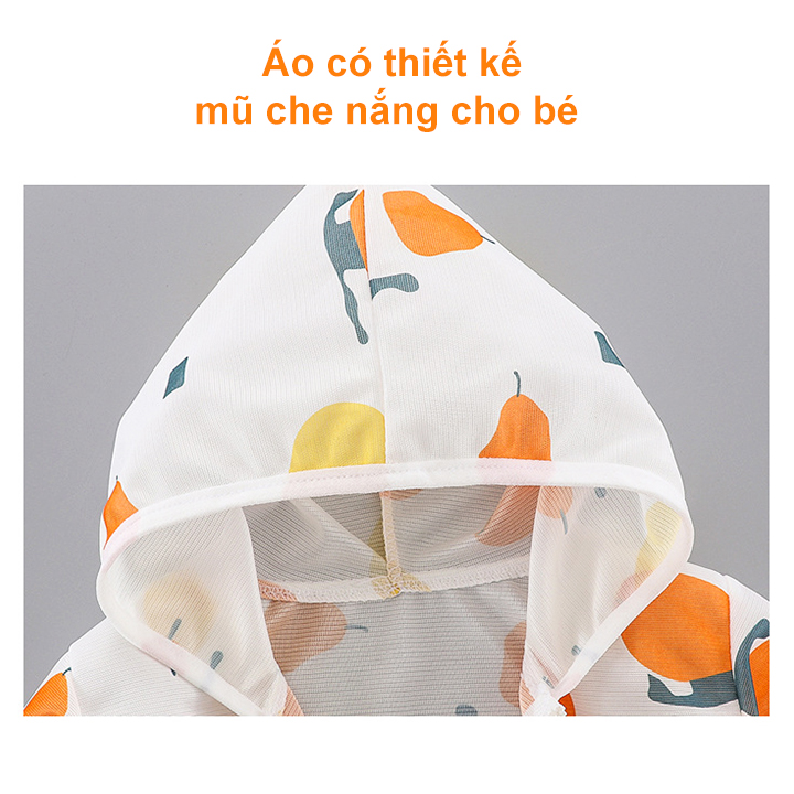 Áo khoác cho bé, áo nắng cho bé cao cấp chất thun sợi tre loại 1 nhẹ mát thoáng khí chống tia UV màu sắc tươi vui kèm mũ trùm rộng – AK023