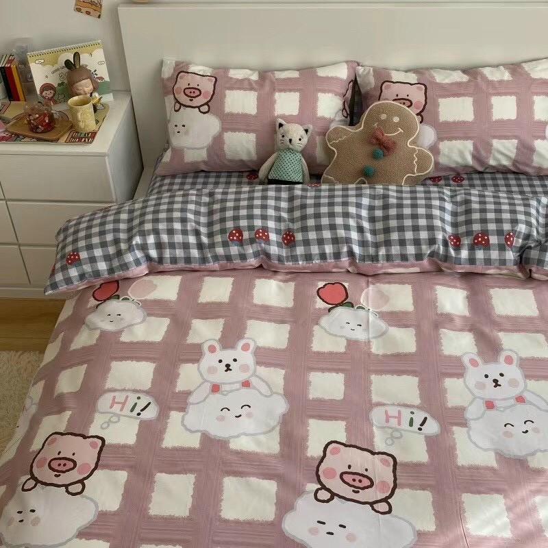 Bộ chăn ga gối Cotton Living M2T bedding chăn ga Hàn Quốc heo con đáng yêu 100% Cotton