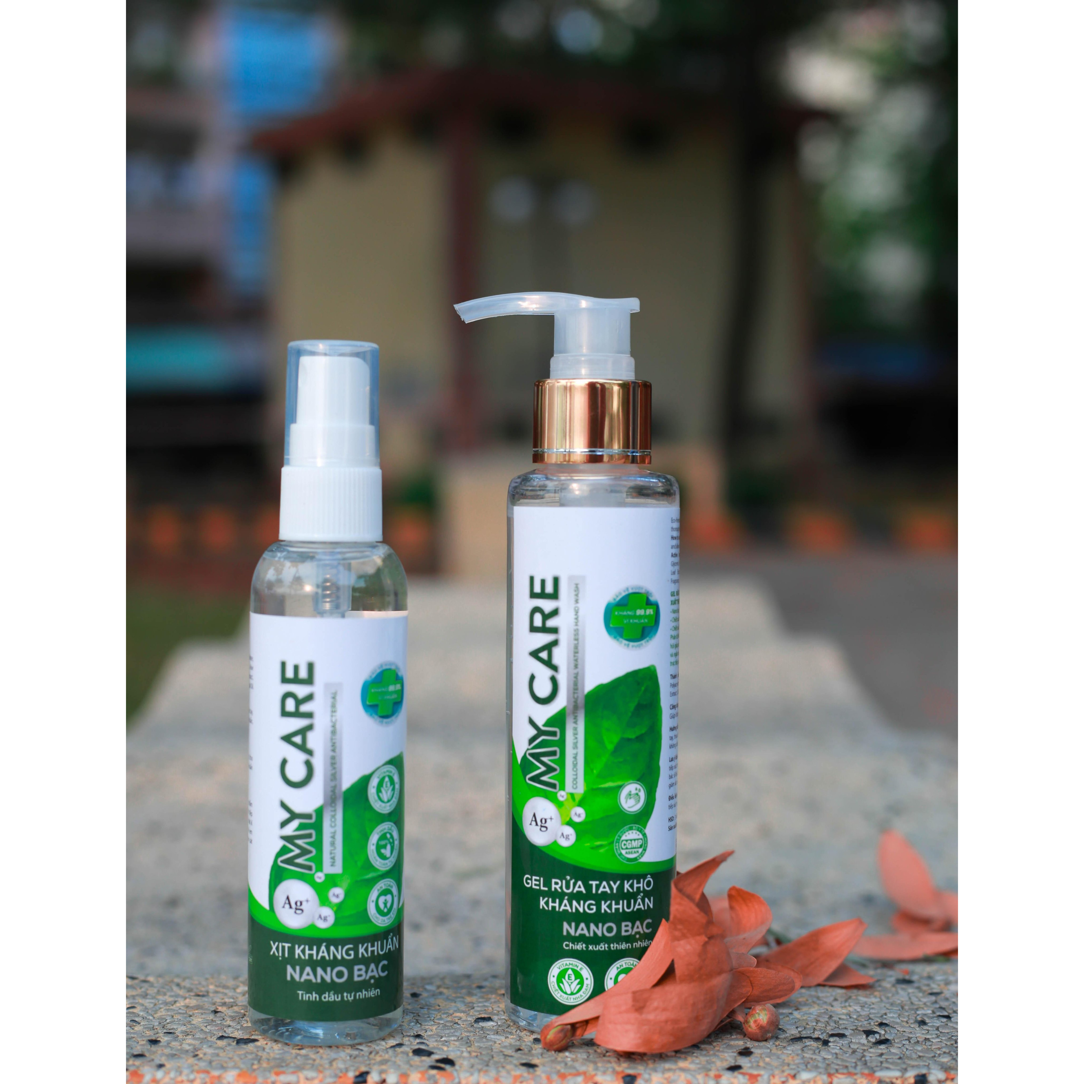 Combo Nano Bạc My Care (Chai Xịt 100ml và Gel 150ml) Hương Tinh Dầu Tự Nhiên, Diệt 99,9% Vi Khuẩn, Ngăn Ngừa Các Virus Lây Bệnh, Đạt Chuẩn CGMP