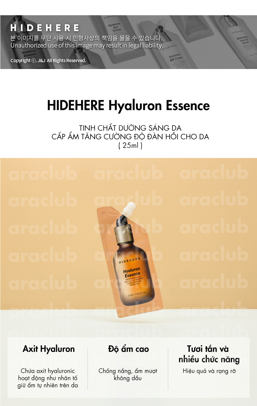 Tinh chất dưỡng sáng cấp ẩm Hidehere Hyaluron Essence 25ml