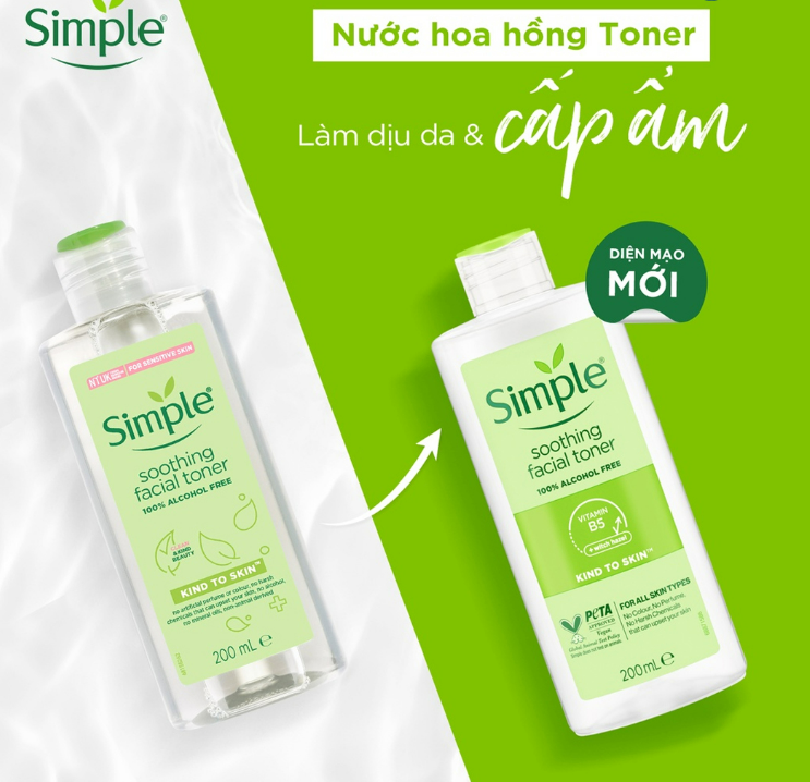 Combo Sữa rửa mặt Simple giúp kiềm dầu và ngừa mụn hiệu quả - cho da mụn nhạy cảm 150ml + Nước hoa hồng Simple 200ML