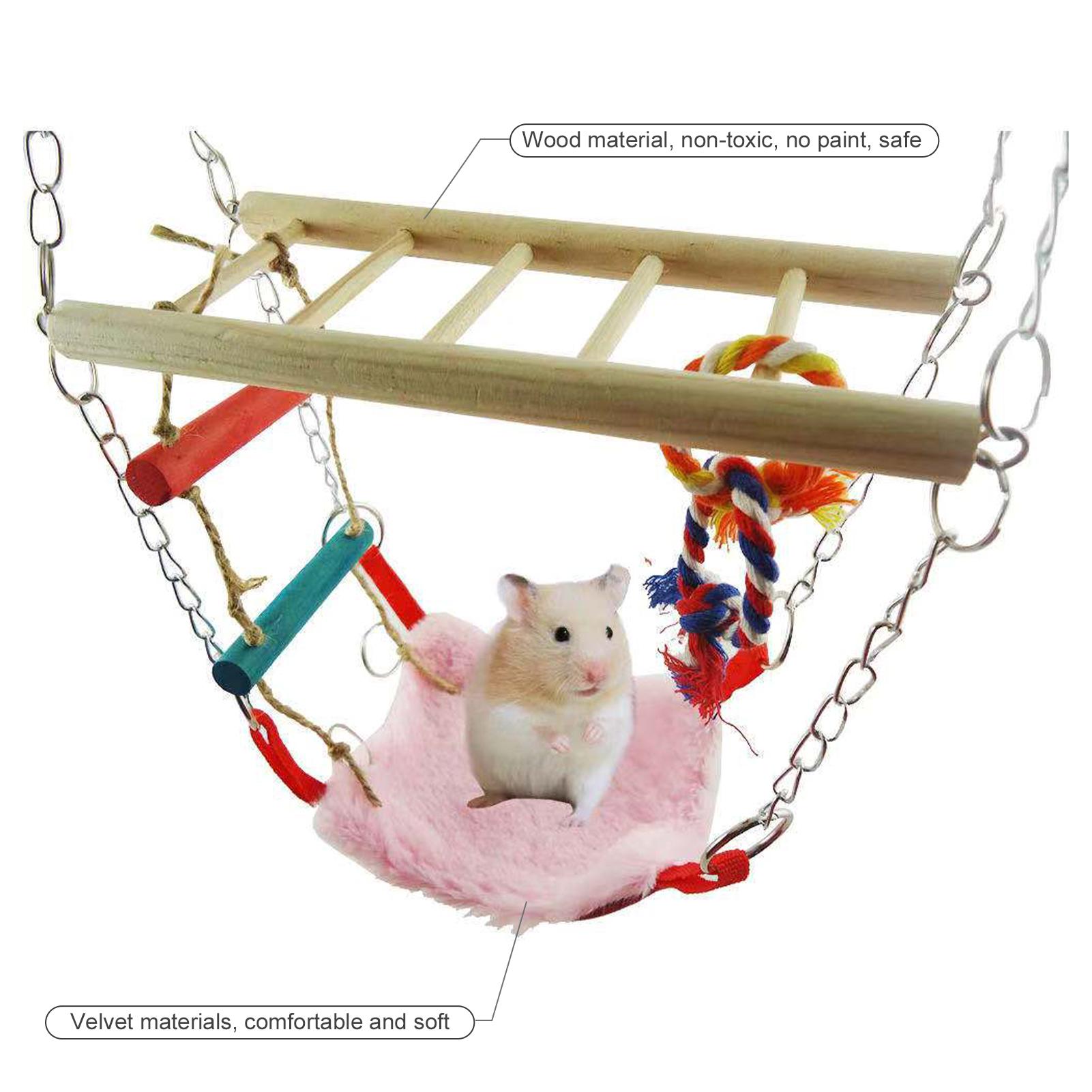 Hamster Swing Bed Toys Hamster Ladder Bird Hanging Ladder Wooden Suspension Bridge Hammock