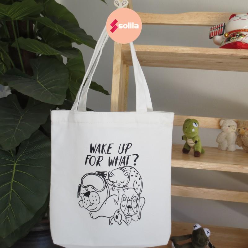 Túi tote bag vải canvas mềm đẹp có khóa và túi phụ cho bạn nữ đi học đi làm thời trang hàn quốc